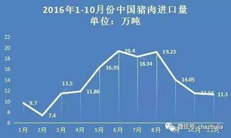 11月猪肉进口11.3万吨，环比连降3月